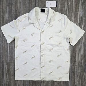 Nike Air Jordan Flight Essentials Denim Button-Down Shirt Off-White Women's S LE